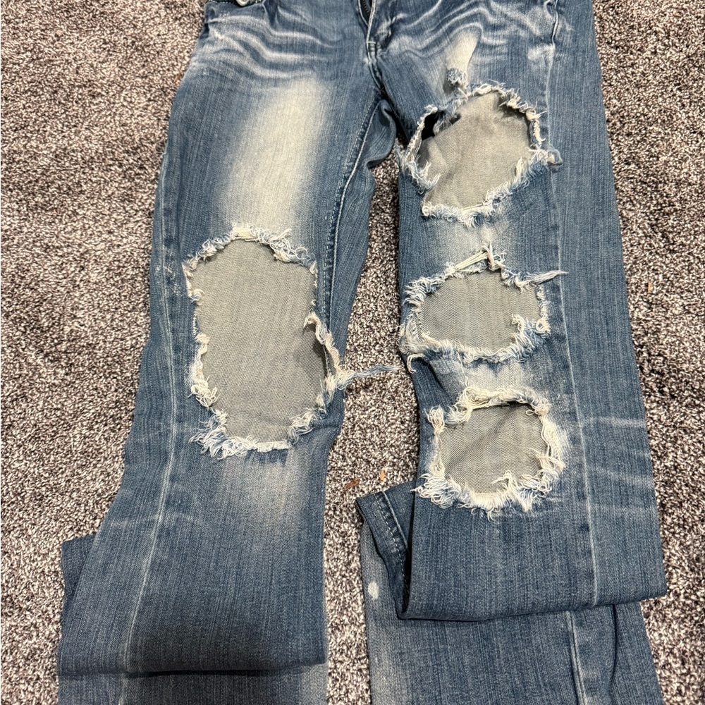 6/$25 Trendy Blue Distressed Boot Cut Jeans